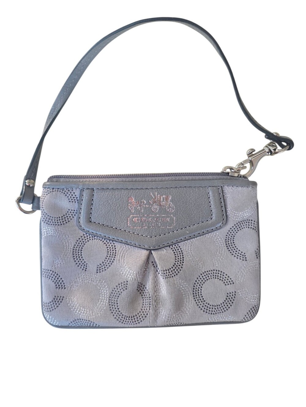 Coach Silver Signature Circle Wristlet